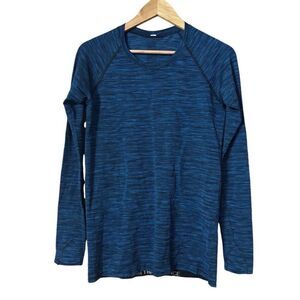 LULULEMON Swiftly Tech Long Sleeve Top Crew Running Heathered Blue size 10